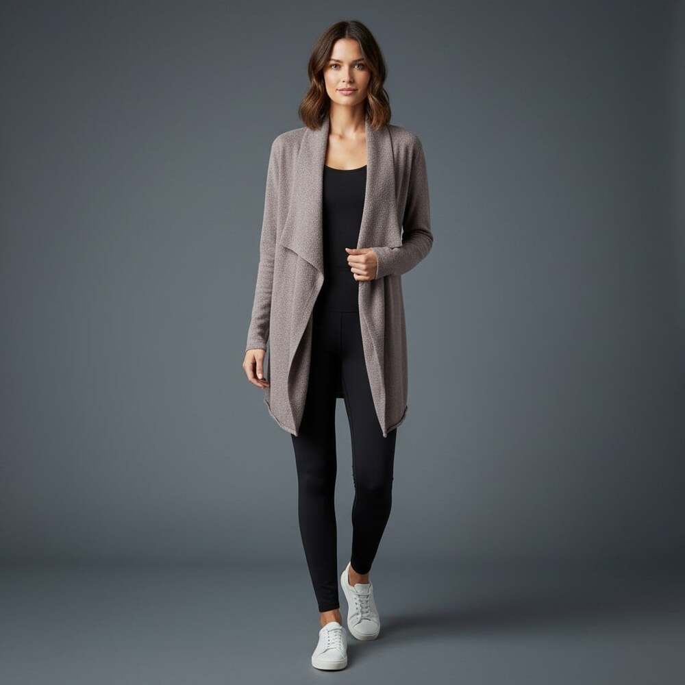 Barefoot Dreams Bamboo Chic Lite Cardigan L/XL Warm Brown Open Front Duster